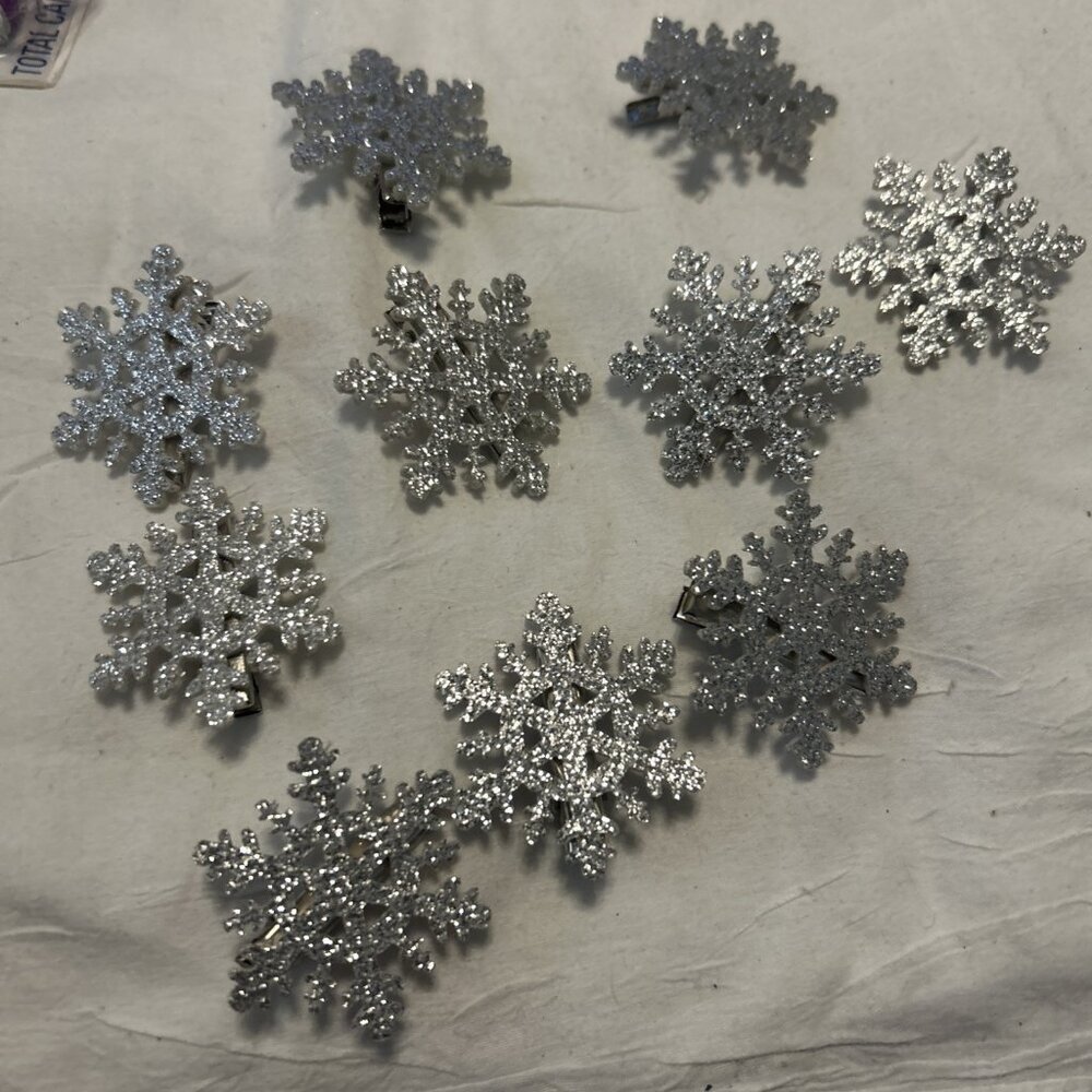 10Pcs Snowflake Hair Clip for Women Girls Rhinestones Hair Pins Nonslip Foam